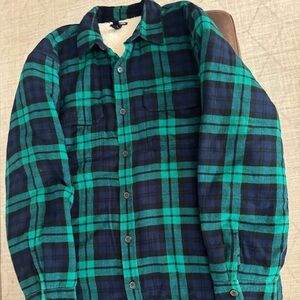Lands' End Green Plaid Fleece Jacket